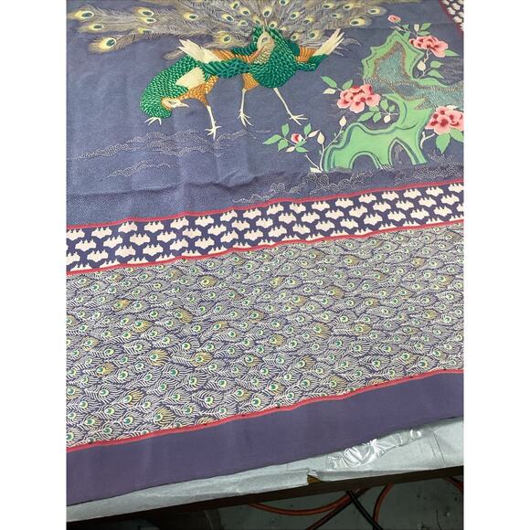 Vintage Peacocks 100% Silk Scarf - 34x30” - Picture 3 of 9